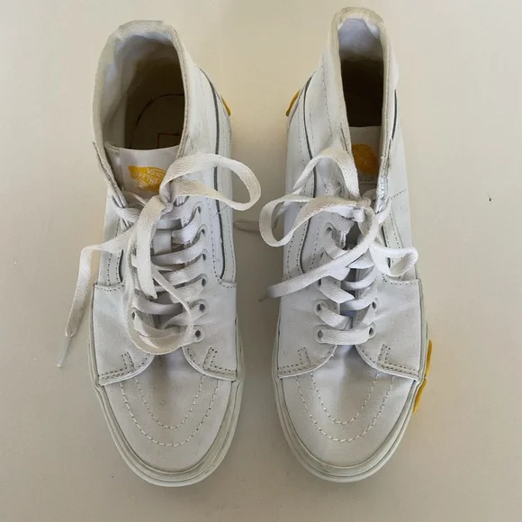 Vans Sk8 Hi Top Tapered Stackform OSF sneakers white with yellow daisy size 7 - Picture 13 of 16